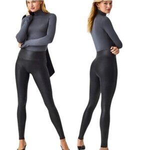 SPANX Faux Leather High Waisted Stretch Leggings Black Size S